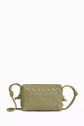 Mini Loop Camera Crossbody Bag in Intrecciato Leather