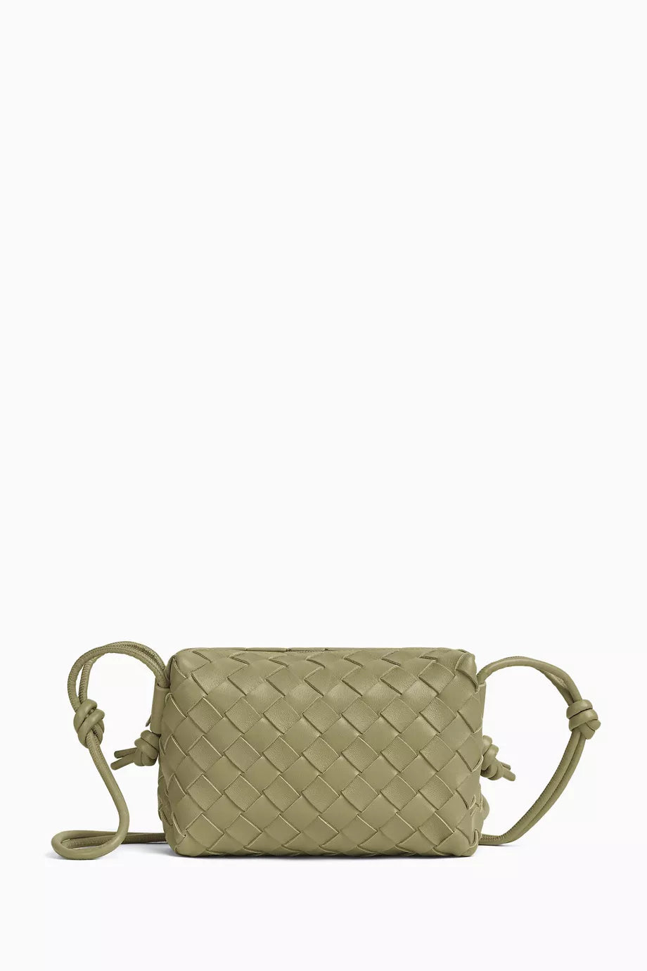 Mini Loop Camera Crossbody Bag in Intrecciato Leather