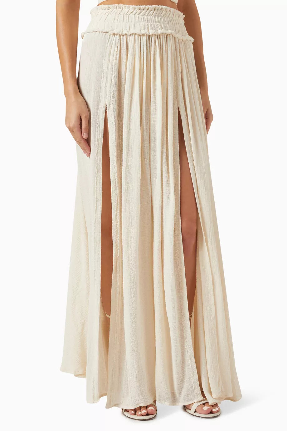Uuchben Ruched Maxi Skirt in Cotton-gauze