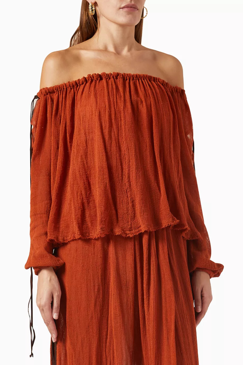 Ooxmaal Off-shoulder Top in Cotton-gauze