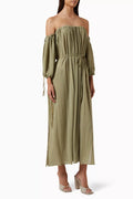 Kikab Off-shoulder Maxi Dress in Cotton-gauze
