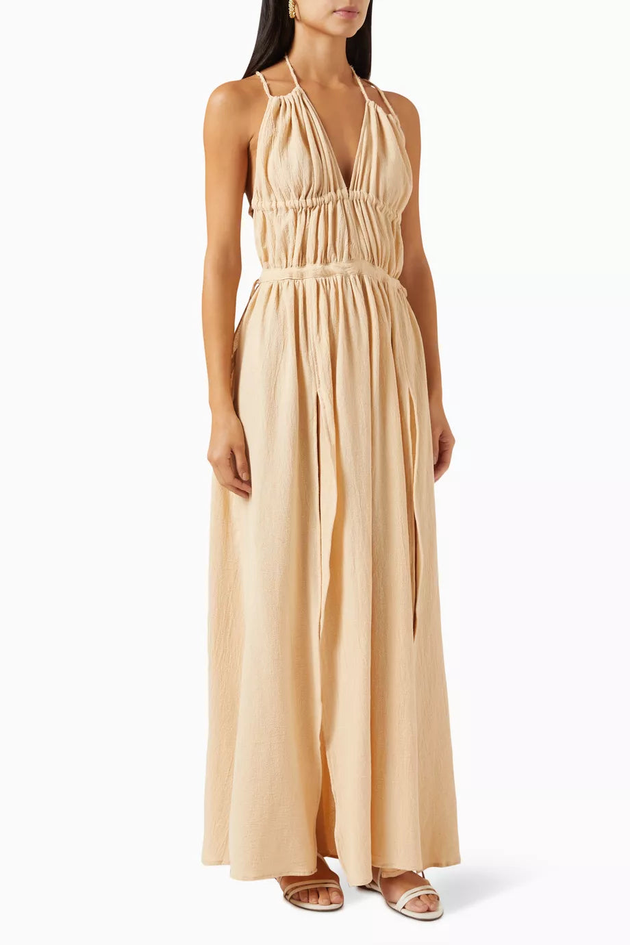 Tupaq Backless Maxi Dress in Artisanal-cotton