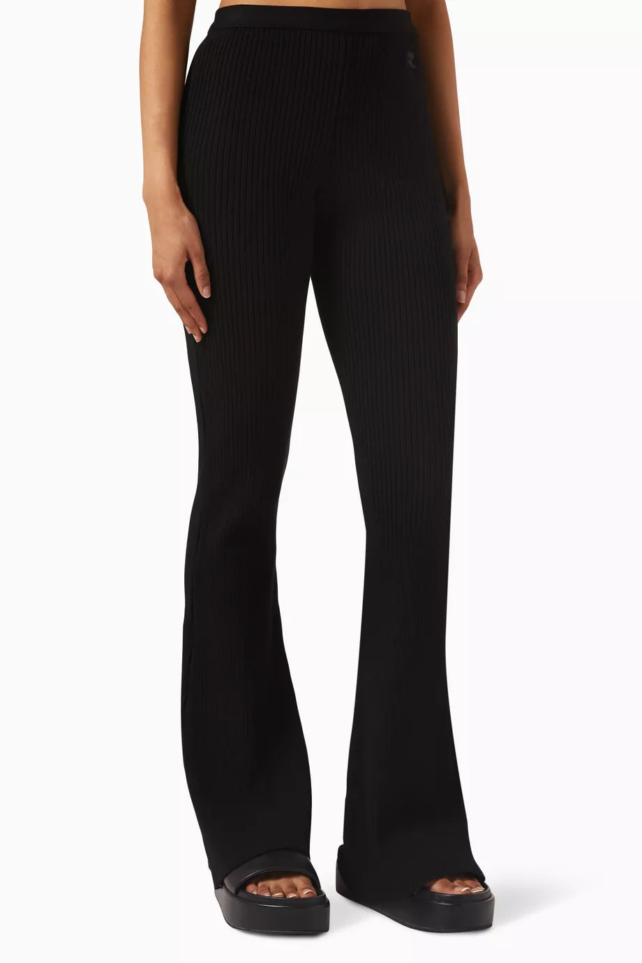 Flared Pants in Ribbed-knit