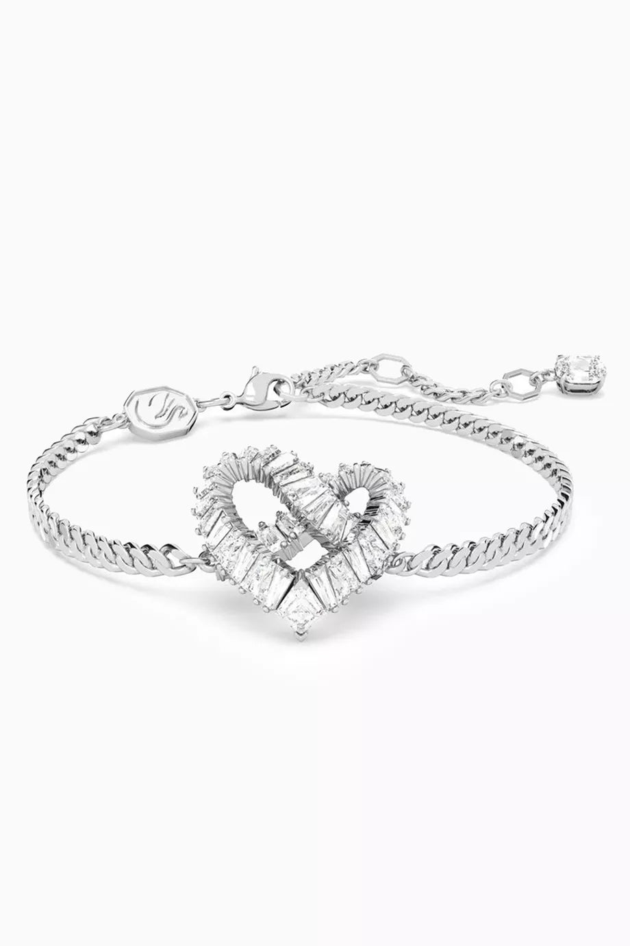 Matrix Heart Crystal Bracelet in Rhodium-plated Metal