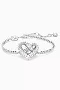 Matrix Heart Crystal Bracelet in Rhodium-plated Metal