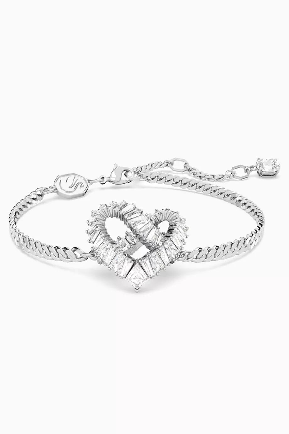 Matrix Heart Crystal Bracelet in Rhodium-plated Metal