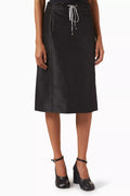 Drawstring Midi Skirt in Silk Blend