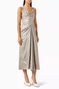 Gathered Midi Dress in Viscose