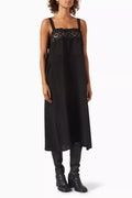Lace Panelled Midi Dress in Viscose-silk