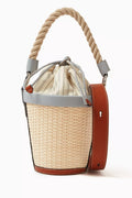 AVP Bucket Bag in Straw & Calf Leather