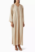 Embroidered Kaftan in Linen