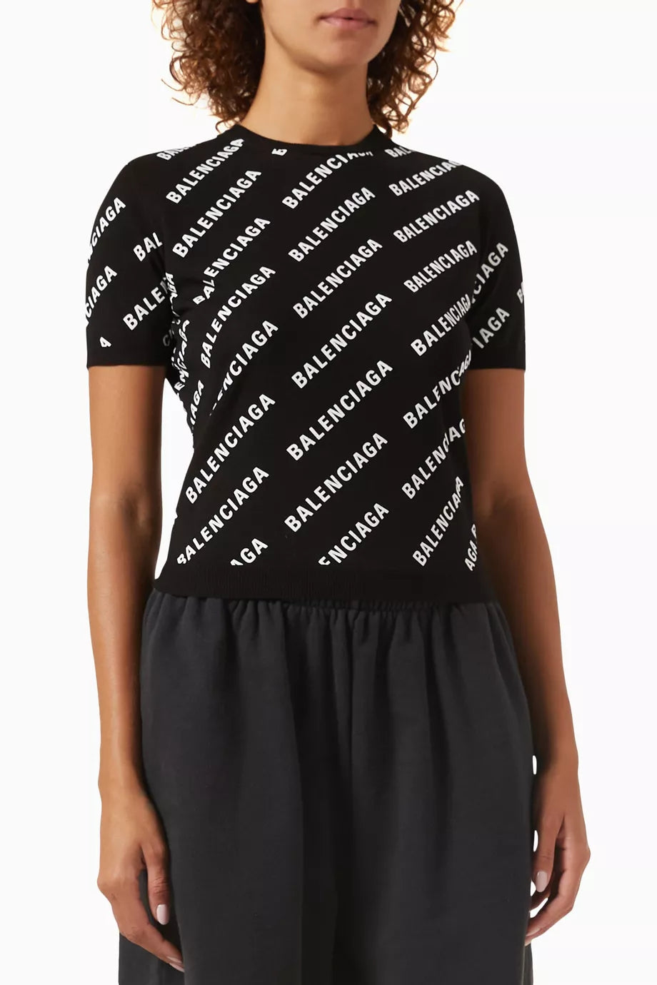 All-over Logo Crop Sweater in Cotton-knit