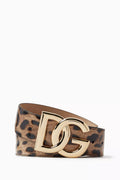 Leopard-print Logo-buckle Belt in Leather