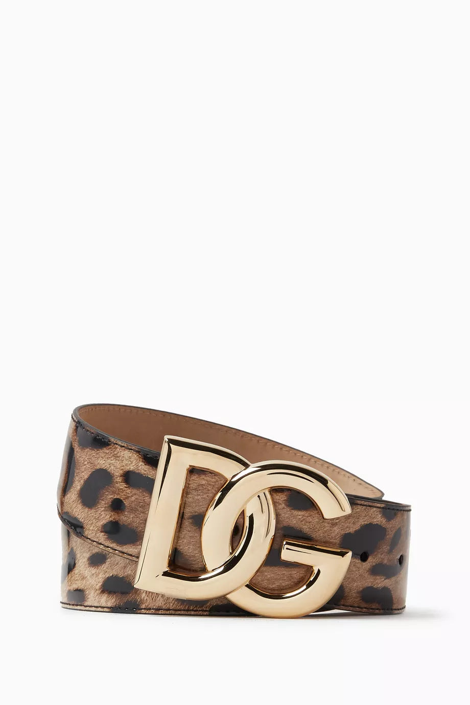 Leopard-print Logo-buckle Belt in Leather