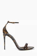 Keira Printed Leo 105 Sandals in Shiny Calf-skin Leather