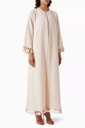 Knotted Tassel-tipped Abaya in Crepe