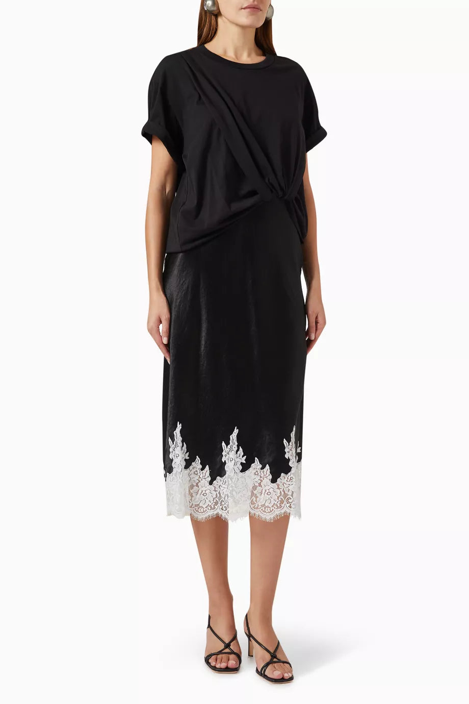 Draped T-Shirt Slip Combo Dress in Jersey