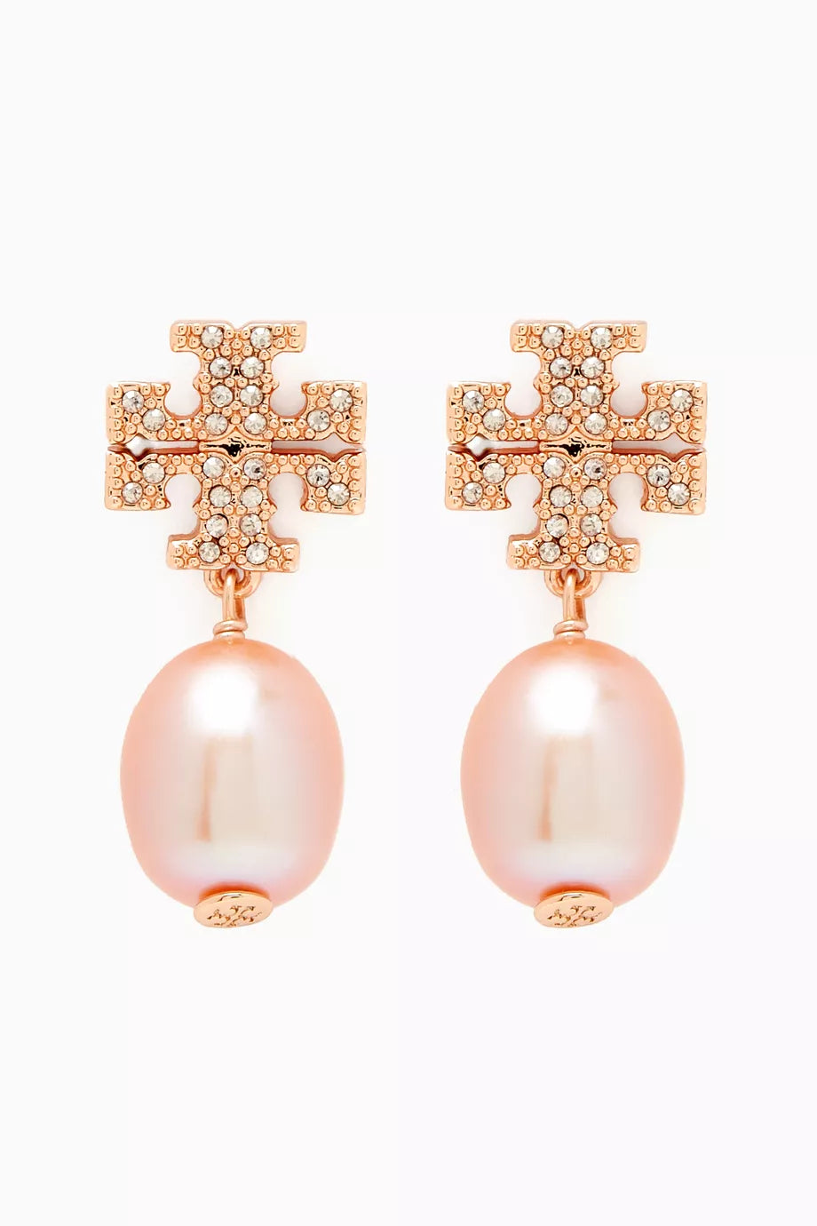 Kira Pavé Pearl Drop Earrings in 18kt Gold-plated Metal