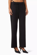 Leather-strap Pants in Wool Mohair