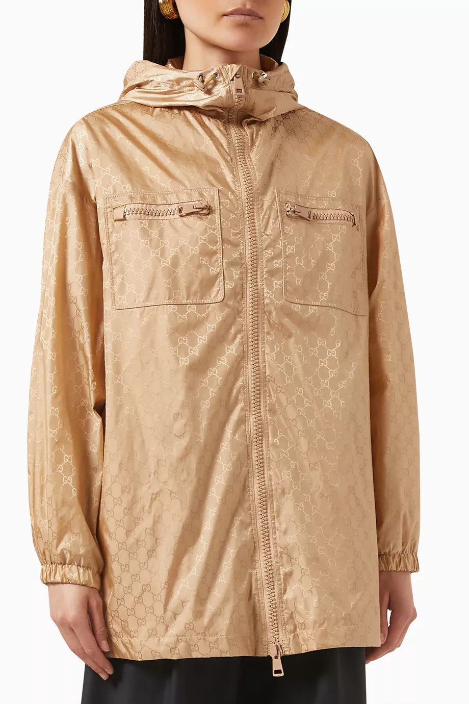 Hooded Jacket in GG Nylon Jacquard