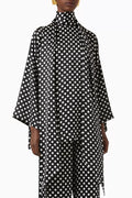 Lavallière-neck Polka-dot Top in Viscose-satin