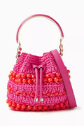 Bon Bon Bucket S Bag in Beaded Raffia & Smooth Leather