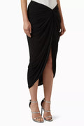 Gathered Sarong Midi Skirt in Viscose