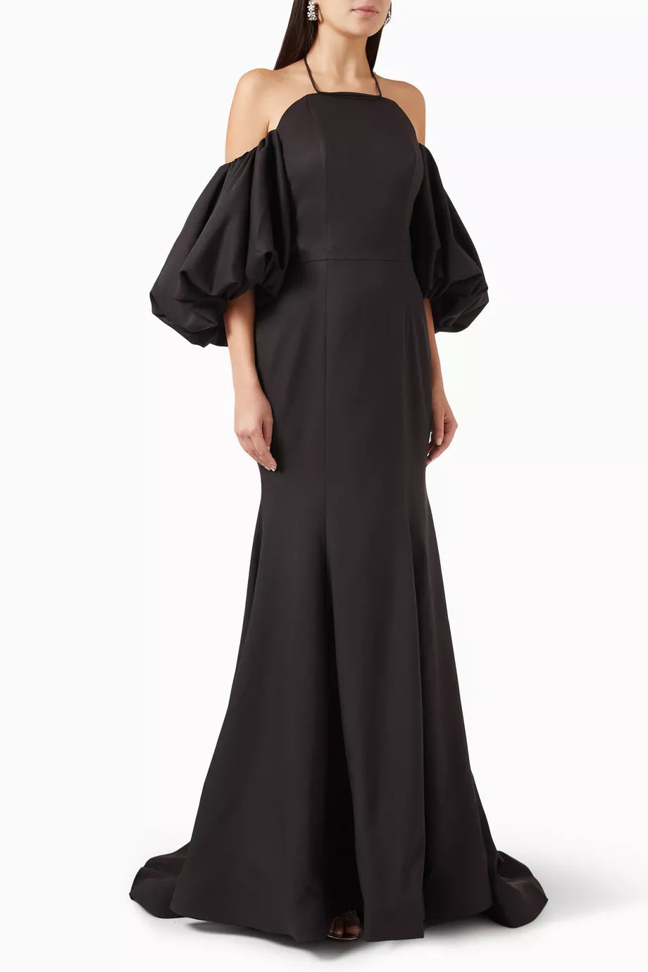 Cold-shoulder Mermaid Gown in Crepe