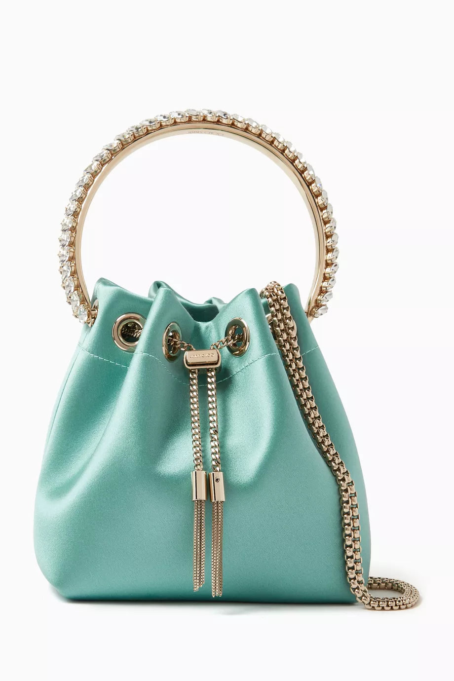 Bon Bon Bag with Crystal Handle in Responsible Satin