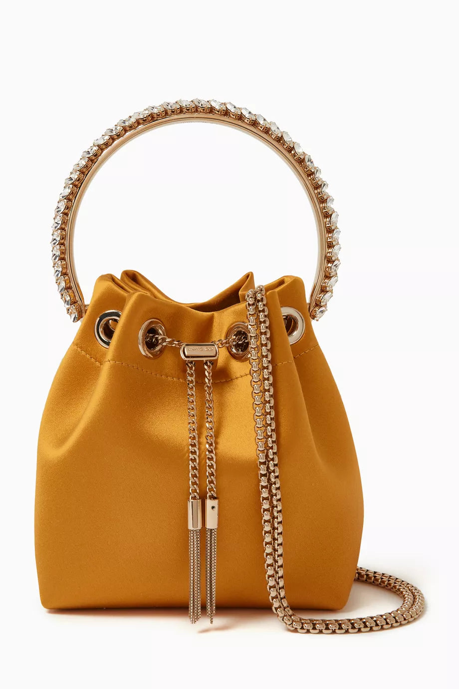 Bon Bon Bag with Crystal Handle in Responsible Satin
