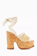 Gal 130 Platform Sandals in Woven Raffia & Cork