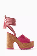 Gal 130 Platform Sandals in Woven Raffia & Cork