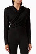 Hooded Draped Top in Wool