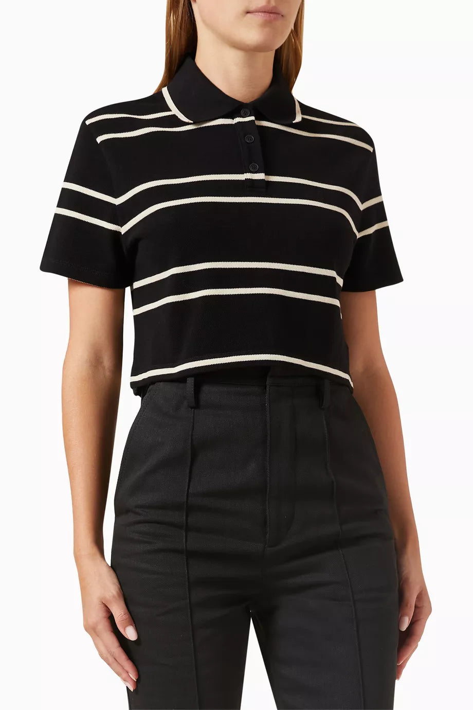 Cassandre Cropped Polo Shirt in Cotton-piqué