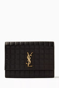 Cassandre Quilted Envelope Flap Pouch in Leather