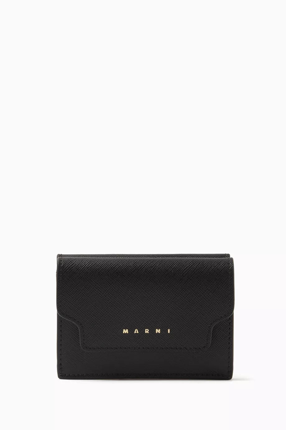 Logo Foldover Wallet in Saffiano Leather