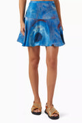 Buchi Blu-print Flounce Skirt in Silk
