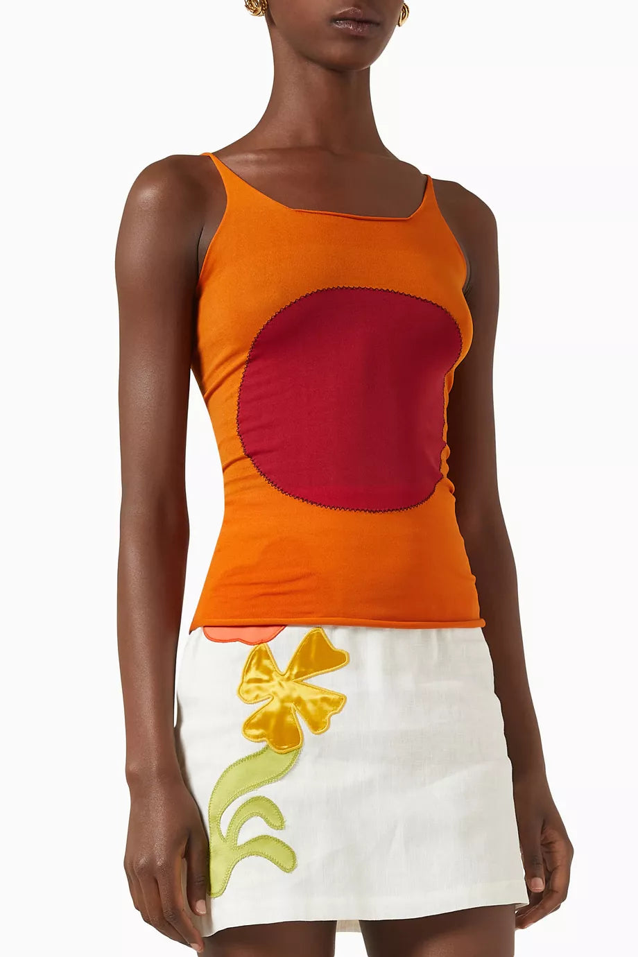 Cirular-patch Tank Top in Nylon