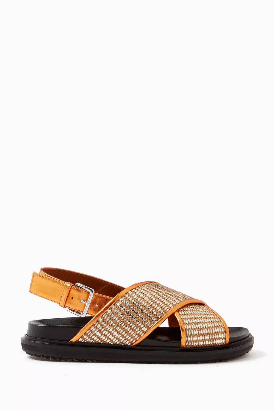 Fussbett Sandals in Raffia & Metallic-leather
