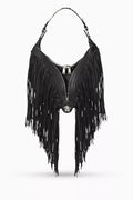 Medium Fringed Repeat Hobo Bag in Leather