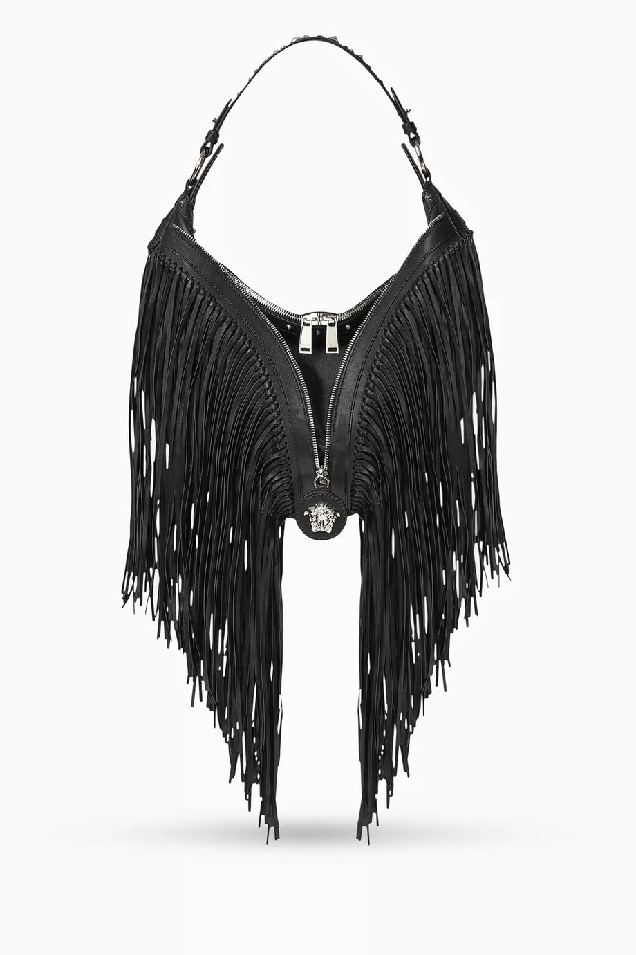 Medium Fringed Repeat Hobo Bag in Leather