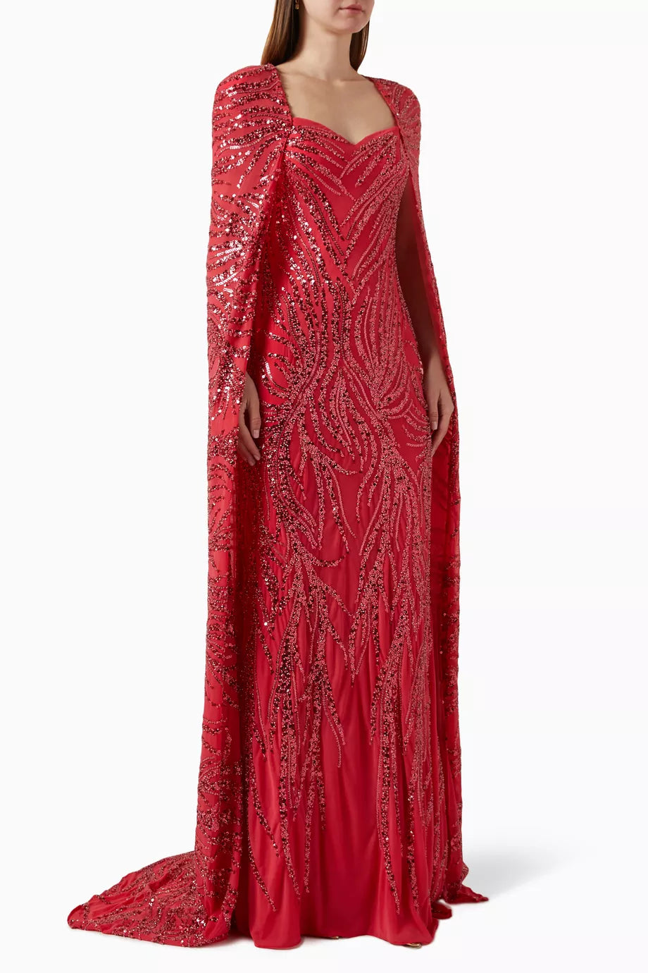 Sequin-embellished Cape Dress