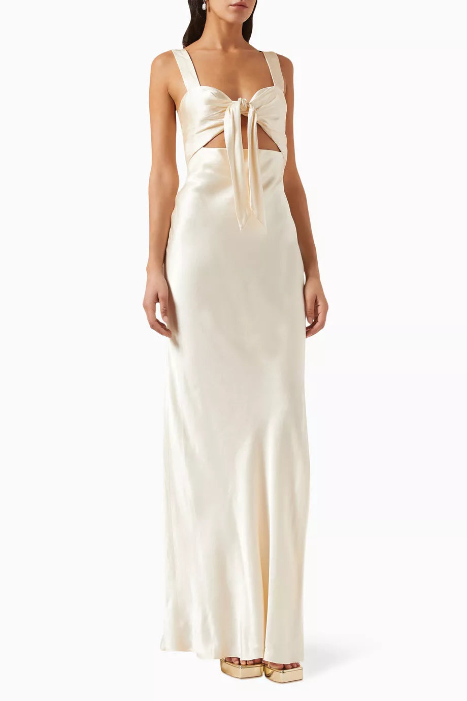 La Lune Bow-tie Maxi Dress in Viscose-silk