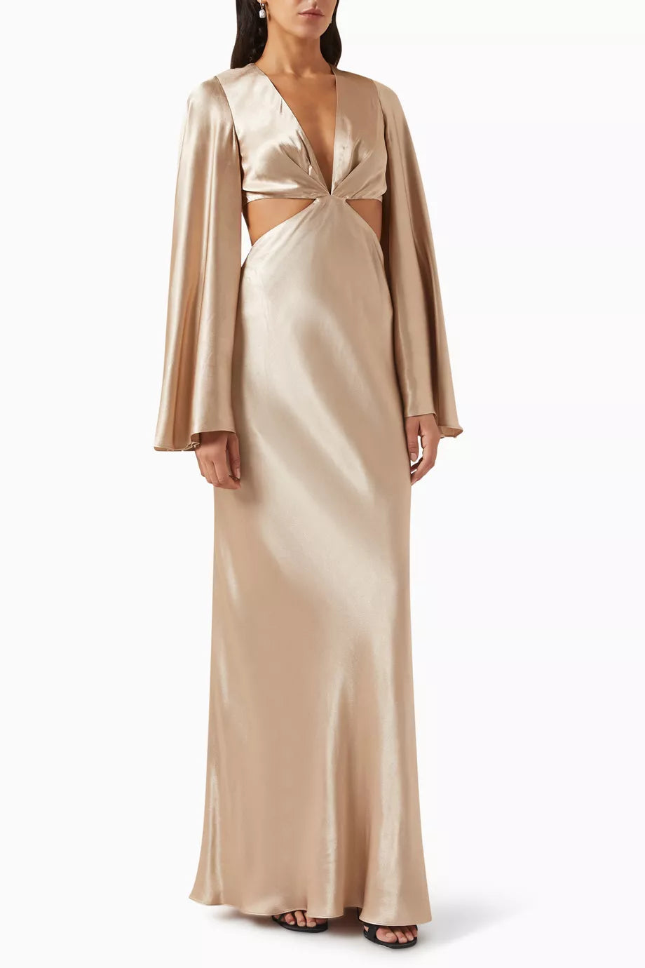 La Lune Open-back Maxi Dress in Viscose-silk