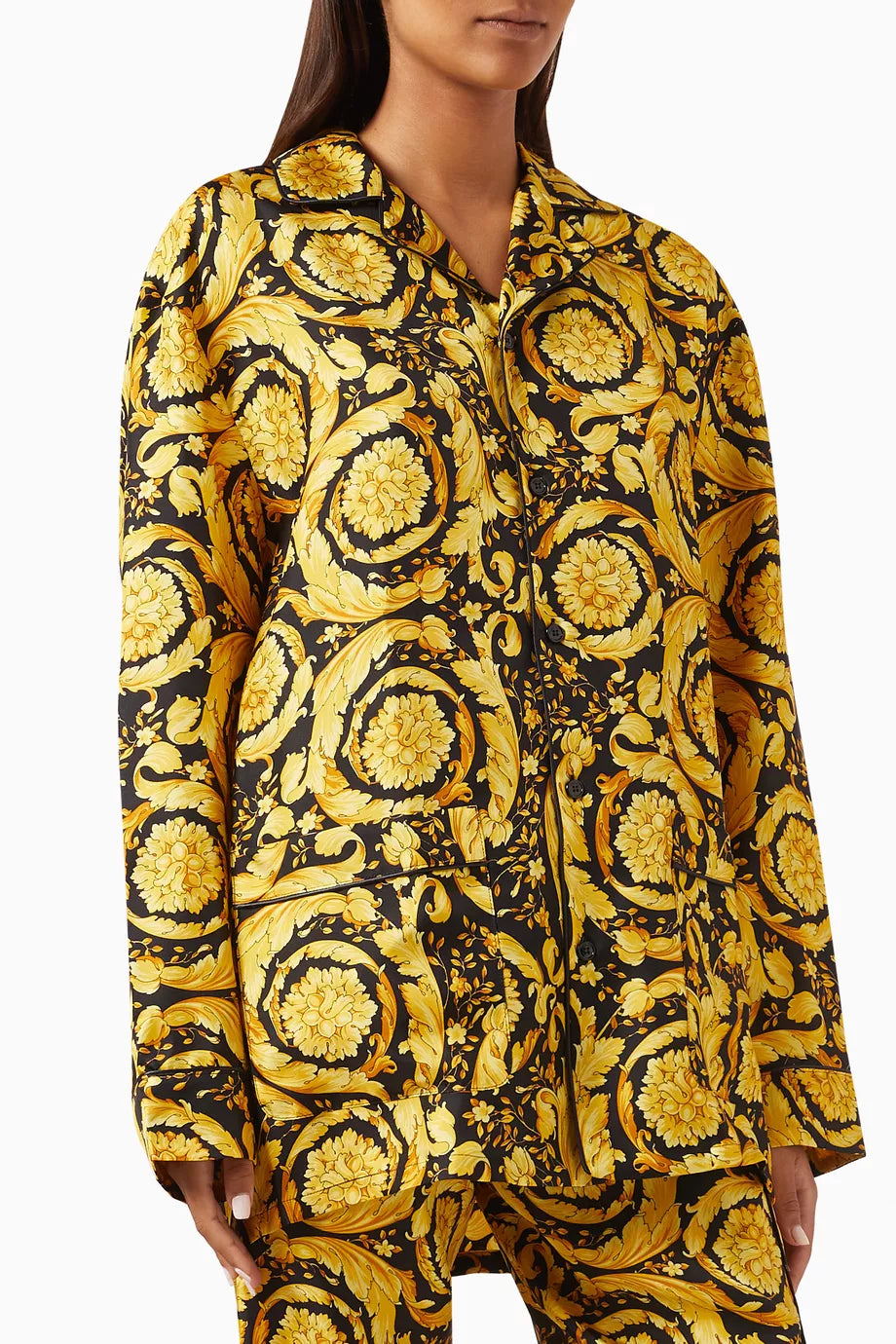 Barocco-print Pyjama Shirt in Silk-twill