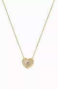 C Pave Heart Necklace in Metal