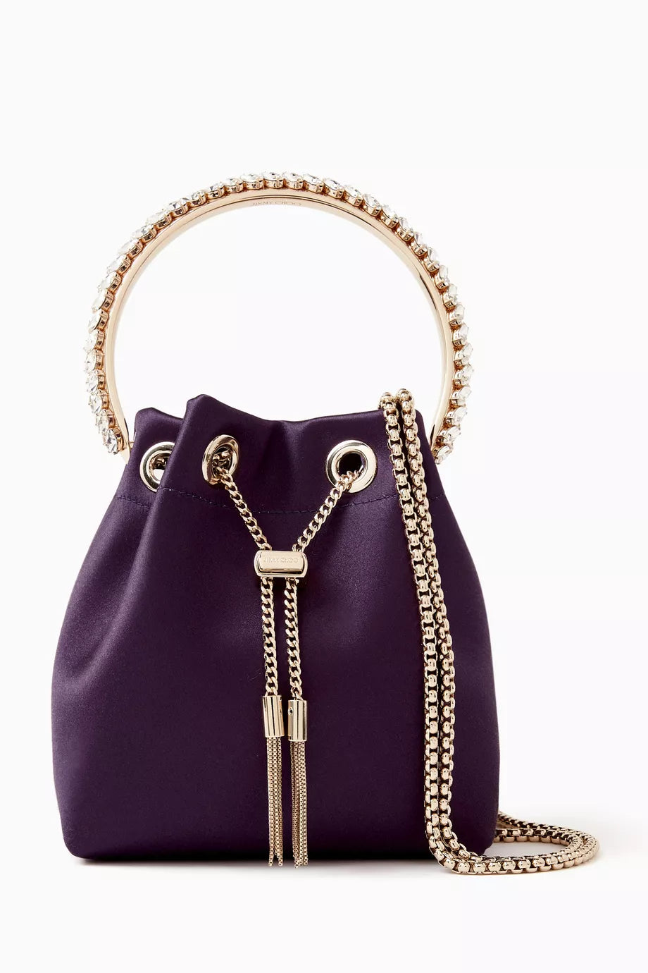 Bon Bon Handbag with Crystal Handle in Responsible Satin