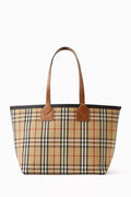 Medium Tote Bag in Check Bio-based Canvas