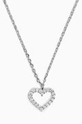 Heart Pavé Necklace in Sterling Silver