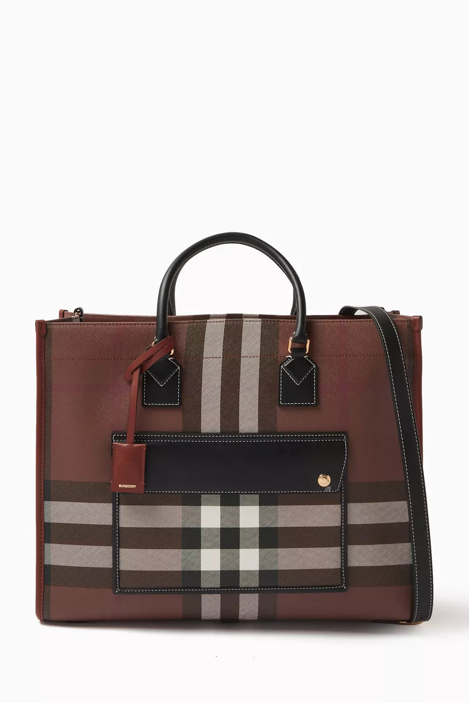 Medium Freya Tote in Check Bio-based Canvas